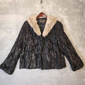 VTG Ferris Bros Fur Jacket Womens Size M\L Black\Tan Fur Flint MI